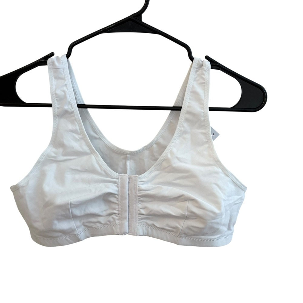 New ABC Breast Cancer Support Bra -‎ Size M-A/B, White, Front Snaps, Pockets